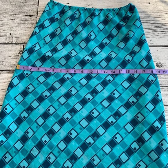 Vintage Geometric Print Semi Sheer Chiffon Retro Midi Skirt - Picture 10 of 11